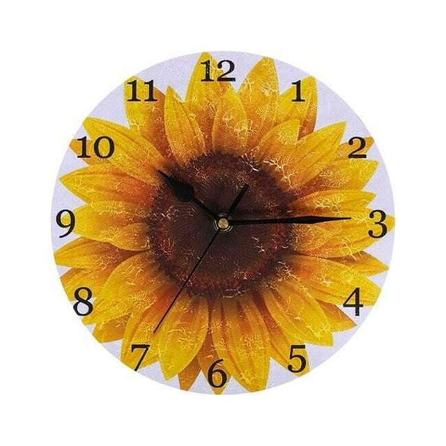 LARUYEKO Wooden Sunflower Wall Clock Round Battery Operated Clock Hanging Clock Timer 30 Seconds Automatic Pot Stirrer Rechargeable Kitchen Timer Cute Coffee Clock Extra Large Timer for Kids School