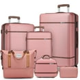 thumbnail image 1 of LARVENDER Luggage Sets 6 Piece with Duffel Bag, Expandable(Only 28 & 24") Hardside Luggage with Cosmetic Case 360° Spinner Wheels, Durable Luggage Set Clearance For Women Men, Rose Gold, 1 of 8