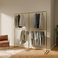 thumbnail image 1 of pamo Freestanding Clothes Rack – 260 lbs Load Capacity – Open Closet or Industrial Garment Rack for Bedroom or Walk-In Closet – Gold Metal Pipe Design, 1 of 8