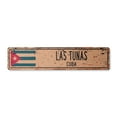 thumbnail image 1 of LAS TUNAS CUBA Vintage Plastic Street Sign Cuban flag city country road wall gift | Indoor/Outdoor | 18" Wide, 1 of 4
