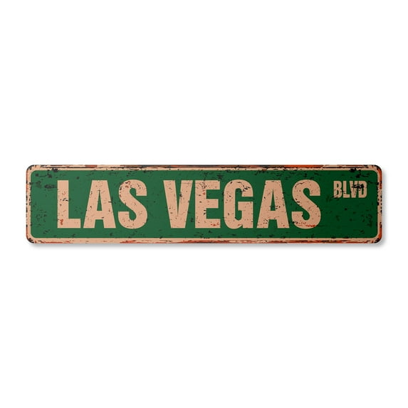 LAS VEGAS BLVD Vintage Aluminum Street Sign casinos entertainment shows musicals bars rustic metal tin | Indoor/Outdoor | 24" Wide
