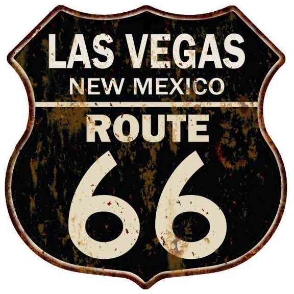 LAS VEGAS, NEW MEXICO Route 66 Shield Metal Sign Man Cave Garage Size: 12"x 12"