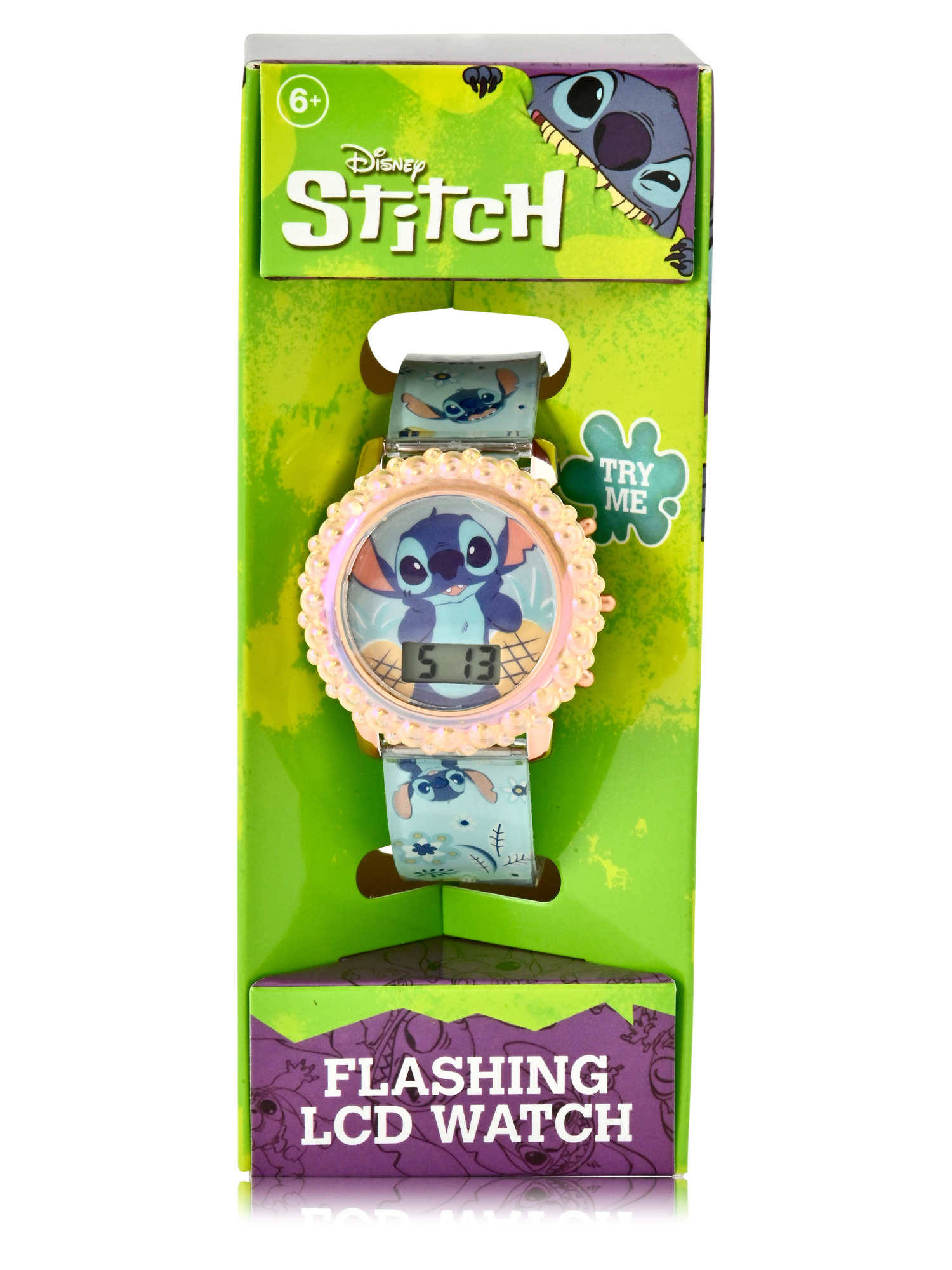 LAS4079WM Stitch Kids Molded Case Flashing Lights LCD Watch with Printed Strap - image 1 of 3