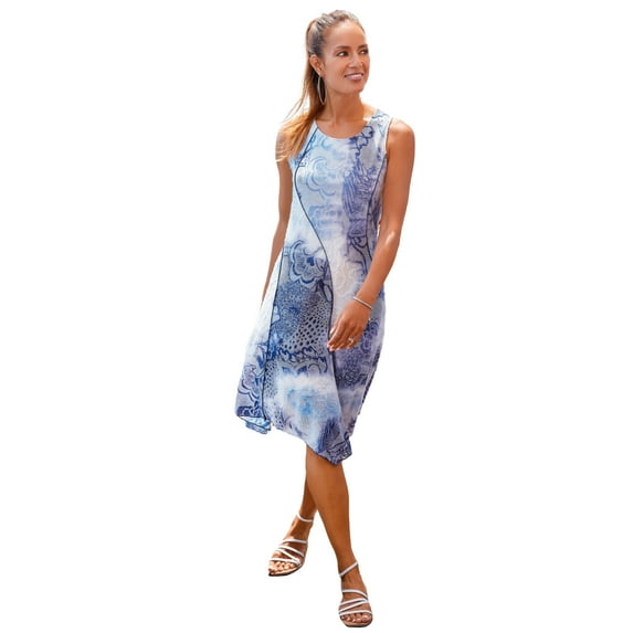 LASCANA LASCANA Women's Floral Tie-Dye Dress Contrast Stitching