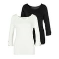 thumbnail image 1 of LASCANA Women's 2 Pack 3/4 Sleeve Tops Buttons, 1 of 5