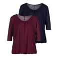 thumbnail image 1 of LASCANA Women's 2 Pk Elbow Sleeve Tops Shirring, 1 of 5