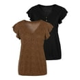 thumbnail image 1 of LASCANA Women's 2 Pack Ruffle Sleeve Tops Ruffles, 1 of 5
