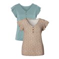 thumbnail image 1 of LASCANA Women's 2 Pack Ruffle Sleeve Tops Ruffles, 1 of 5