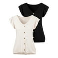 thumbnail image 1 of LASCANA Women's 2 Pack Ruffle Sleeve Tops Ruffles, 1 of 5