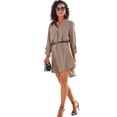 thumbnail image 1 of LASCANA Women's Belted Blouse Shirt Dress Buttons, 1 of 5