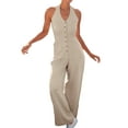 thumbnail image 1 of LASCANA Women's Button Down Halterneck Jumpsuit Buttons, 1 of 6