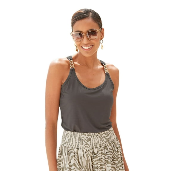 LASCANA Women's Chain Strap Tank Top Hardware