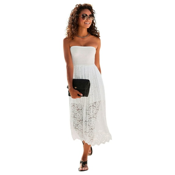 LASCANA Women's Convertible Lace Dress Lace Overlay