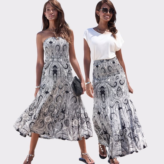 LASCANA Women's Convertible Tiered Dress Smocking
