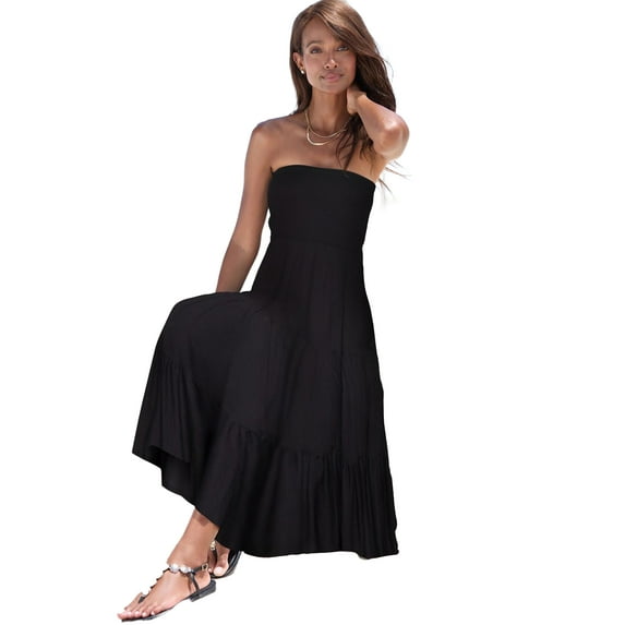 LASCANA Women's Convertible Tiered Dress Smocking