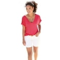 thumbnail image 1 of LASCANA Women's Crochet Insert V-Neck Top Crochet Detail, 1 of 6