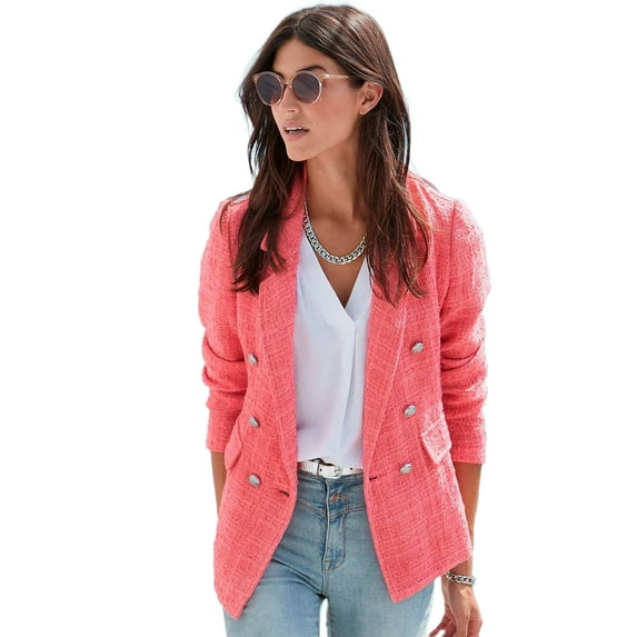 LASCANA Women's Double Breasted Boucle Blazer Buttons