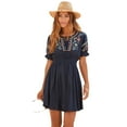 thumbnail image 1 of LASCANA Women's Embroidered Short Sleeve Dress Embroidered Detail, 1 of 5