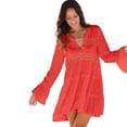 thumbnail image 1 of LASCANA Women's Flowy Flared Sleeve Dress Lace Trim, 1 of 6