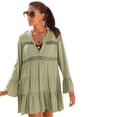 thumbnail image 1 of LASCANA Women's Flowy Flared Sleeve Dress Lace Trim, 1 of 6