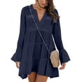 thumbnail image 1 of LASCANA Women's Flowy Flared Sleeve Dress Lace Trim, 1 of 5