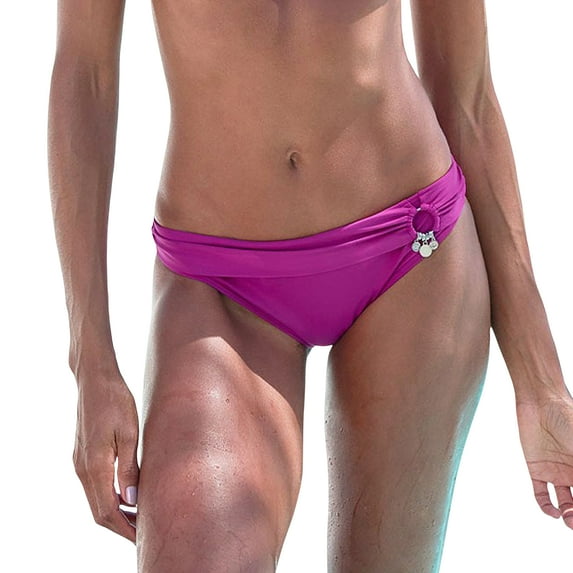 LASCANA Women's Fold Over Classic Bikini Swimsuit Bottom Beading