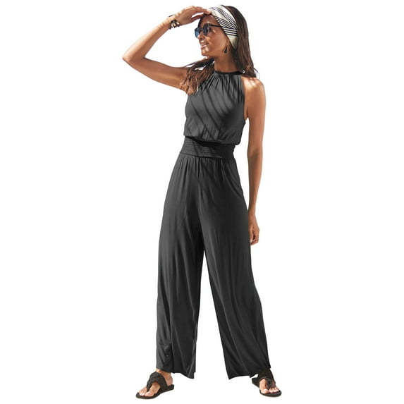 LASCANA Women's Halter Neck Jumpsuit Smocking