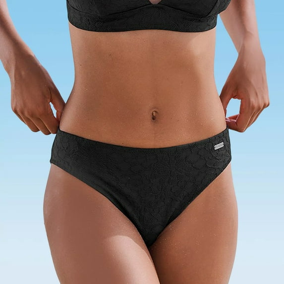 LASCANA Women's Lace Textured Bikini Swimsuit Bottom Lace Overlay