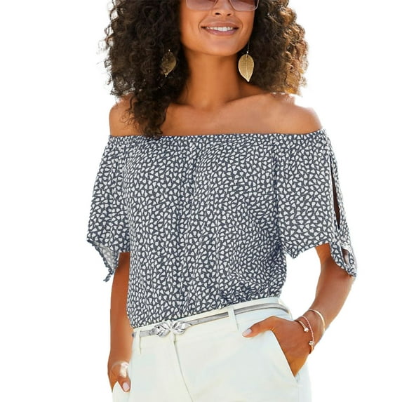 LASCANA Women's Loose Cut Shoulder Tie Detail Top Ties