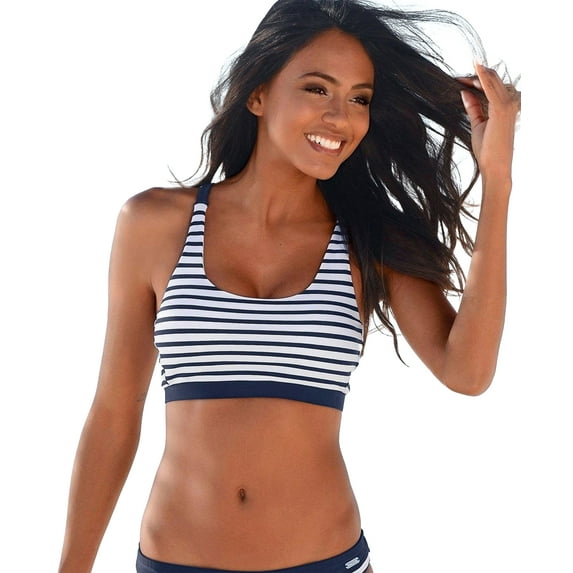 LASCANA Women's Cross Back Scoop Bikini Swimsuit Top Bra Sizing Band