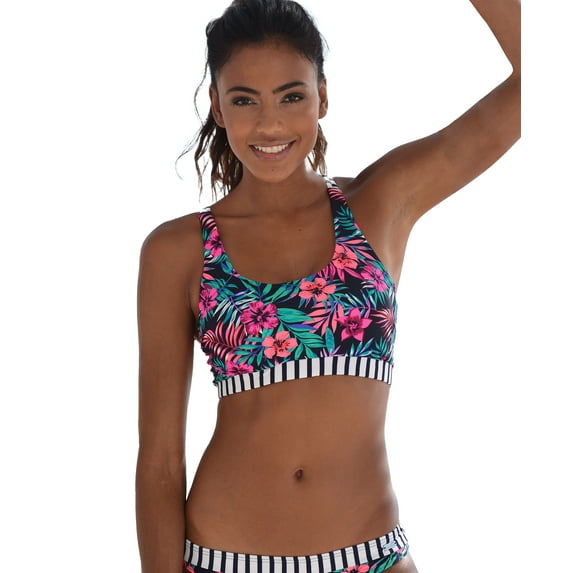 LASCANA Women's Cross Back Scoop Bikini Swimsuit Top Bra Sizing Band