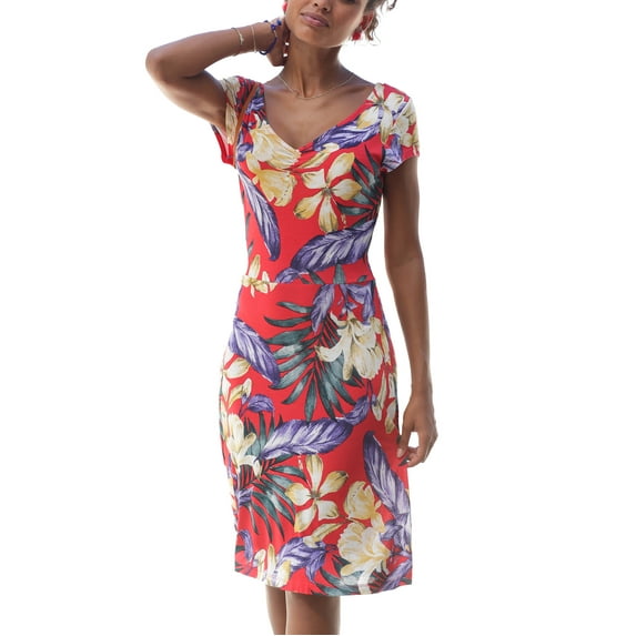 LASCANA Women's Pattern V-Neck Dress