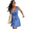 thumbnail image 1 of LASCANA Women's Pleated V-Neck Dress Ruching, 1 of 5