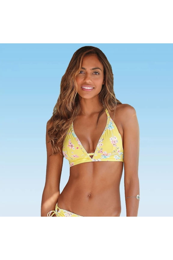 Women's Plunge Triangle Bikini Swimsuit Top Bra Sizing Contrast Stitching