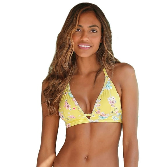 LASCANA Women's Plunge Triangle Bikini Swimsuit Top Bra Sizing Contrast Stitching