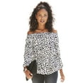 thumbnail image 1 of LASCANA Women's Printed Off Shoulder Blouse Shirt Beading, 1 of 5