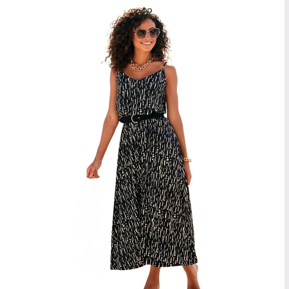 LASCANA Women's Printed Tie Back Maxi Dress Back Bow