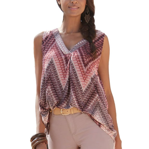 LASCANA Women's Printed V-Neck Tank Top Screen Print