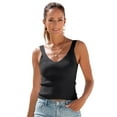 thumbnail image 1 of LASCANA Women's Ribbed Knit V-Neck Top, 1 of 5