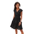 thumbnail image 1 of LASCANA Women's Ruffle Open Back Dress Lace Trim, 1 of 5