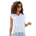 thumbnail image 1 of LASCANA Women's Ruffled Eyelet Blouse Shirt Eyelet Detail, 1 of 5
