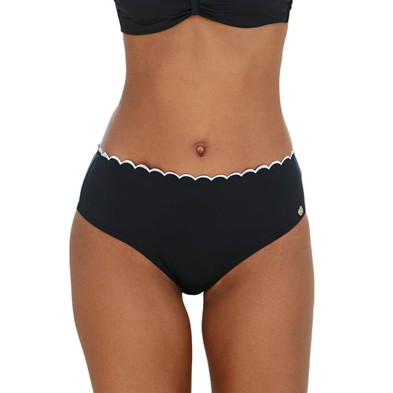 LASCANA Women's Scalloped Classic Bikini Swimsuit Bottom Contrast Trim