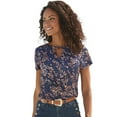 thumbnail image 1 of LASCANA Women's Short Sleeve Keyhole Top Buttons, 1 of 6