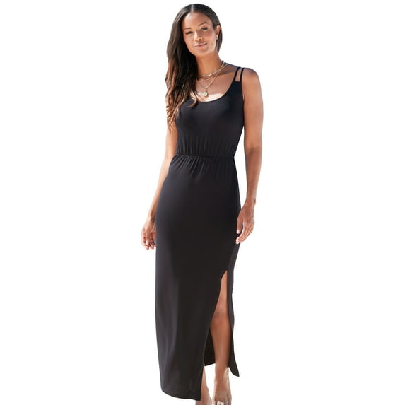 LASCANA Women's Side Slit Maxi Dress Strap