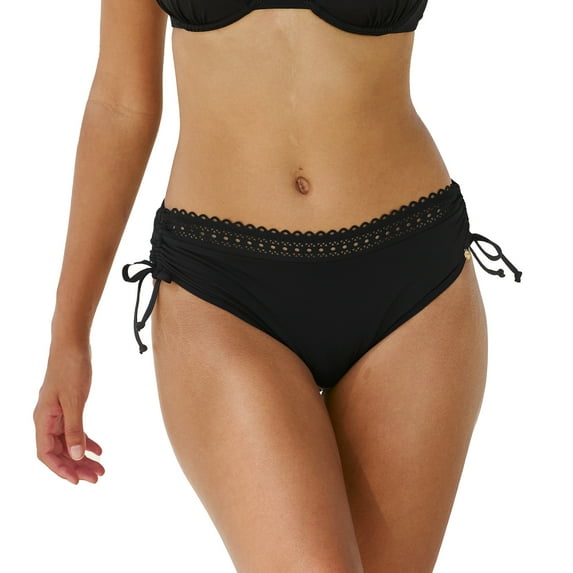 LASCANA Women's Side Tie Lace Trim Bikini Swimsuit Bottom Lace Trim