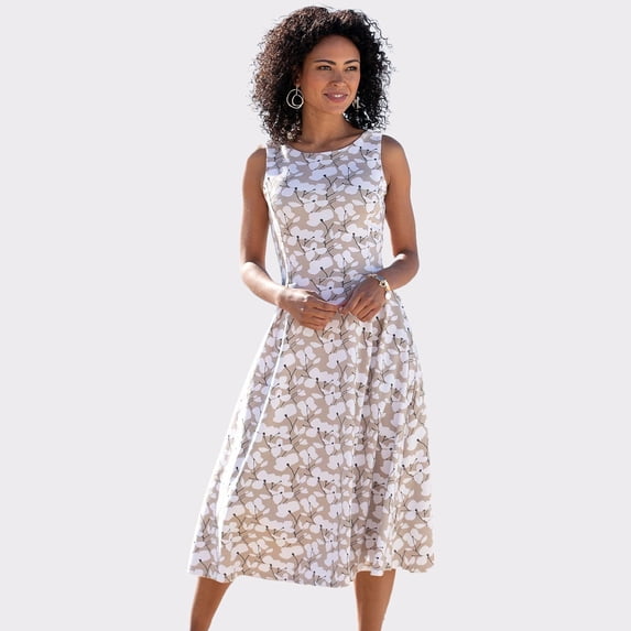 LASCANA Women's Sleeveless A-Line Dress Buttons