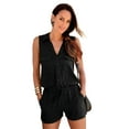 thumbnail image 1 of LASCANA Women's Sleeveless Drawstring Romper Buttons, 1 of 6