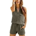 thumbnail image 1 of LASCANA Women's Sleeveless Drawstring Romper Buttons, 1 of 5