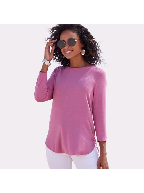 Women's Slit Back 3/4 Sleeve Top Ties