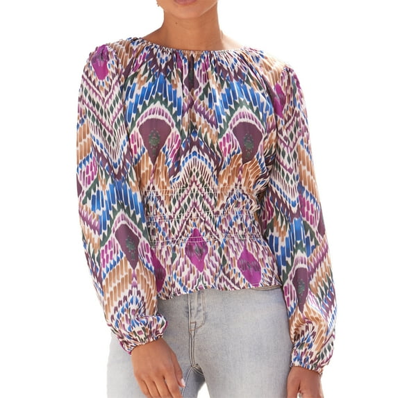 LASCANA Women's Smocked Waist Blouse Shirt Shirring